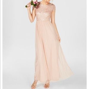 Adrianna Papell blush sequin gown